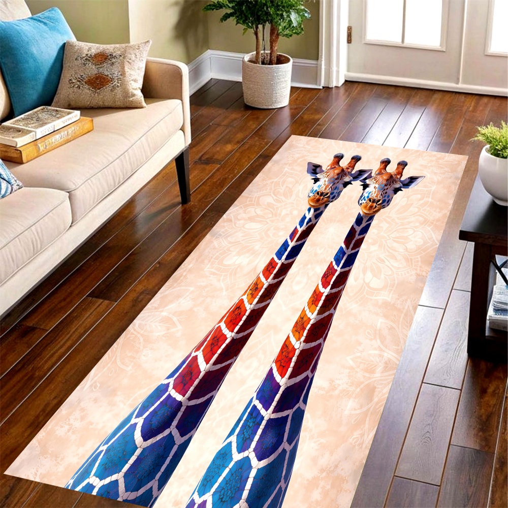 Commercial Printing Machine - Gradient Giraffe Long Runner Rug, schattige