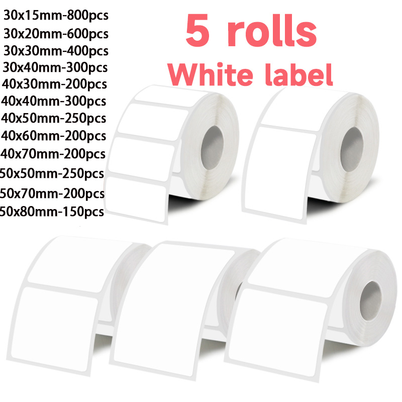 5 rollen witte labelstickers,  - Commercial Printing Machine recensie en prijs